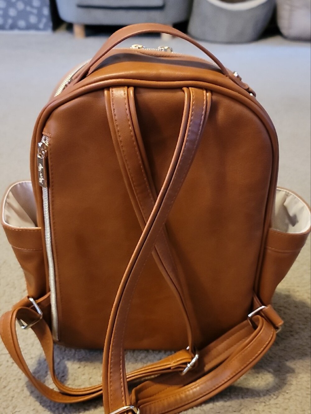 Itzy Ritzy Mini Backpack Cognac - Picture 3 of 6
